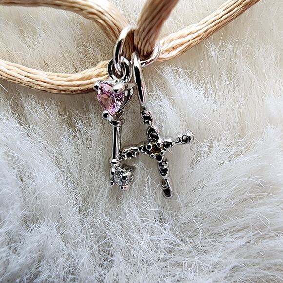 NEW Peyote Bird Free Spirit Sterling Silver Key Cross Double Charm Cord Bracelet - Picture 8 of 9
